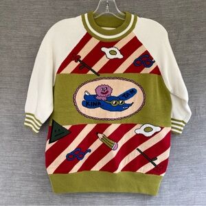 Kina and Tam Sweater Aero Pup Striped Graphic